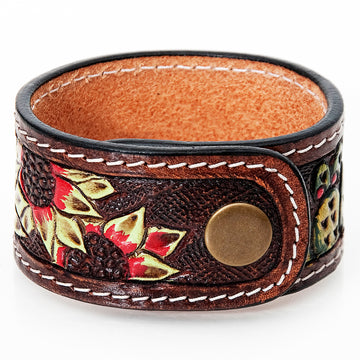 American Darling ADBRF186 Hand tooled carved Genuine Leather Bracelet women